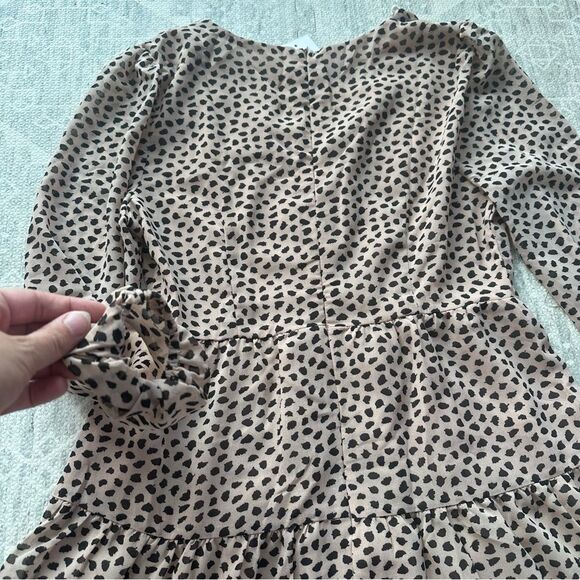 Hello Molly Size M Goodnight Macaroon Plans Tonight Leopard Lace Up Tiered Dress - Picture 11 of 12